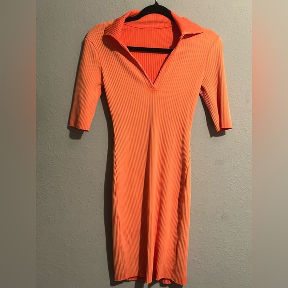 Cotton Citizen Orange Ribbed Dress - Picture 1 of 10